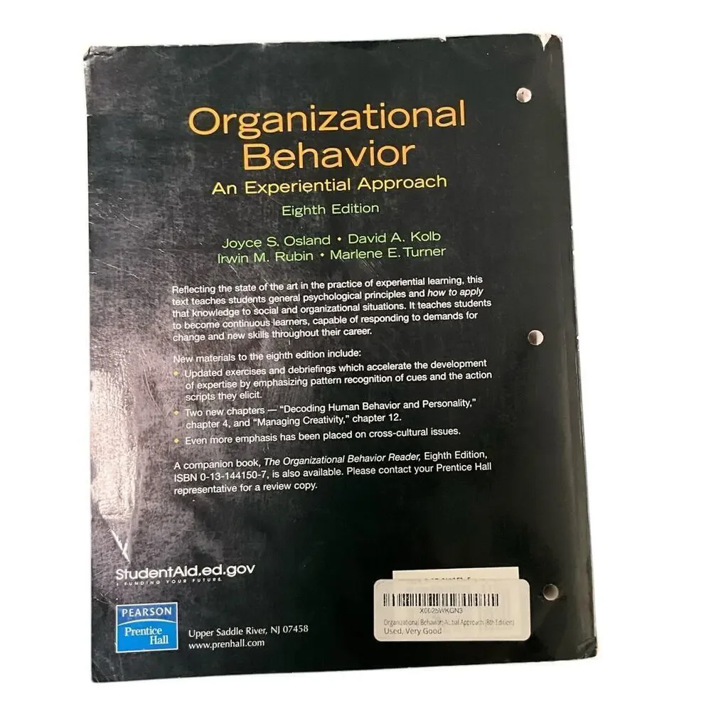 Organizational Behavior : An Experiential Approach by David Kolb, Joyce Osland,